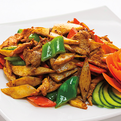 №200 Свинина с острым зеленым перцем и королевскими вешенками