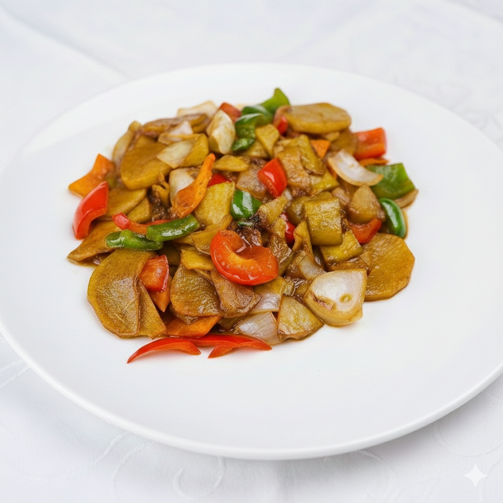 №305 Чи Сан Чи (жареные баклажаны с картофелем и сладким перцем. Малая, полпорции)