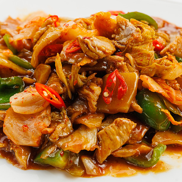 №209 Жареная картошка со свининой и ким чи